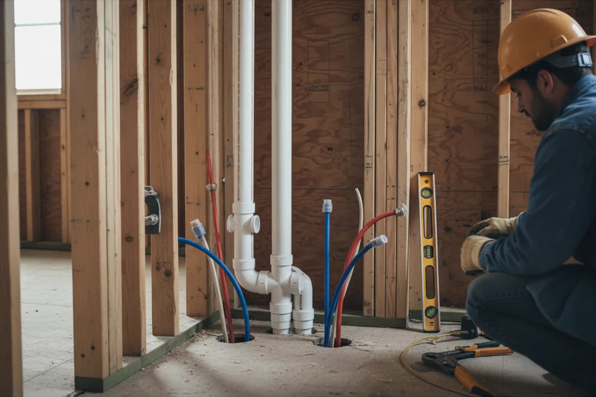 Drain and supply rough-in during Drain Cleaning in Berkley